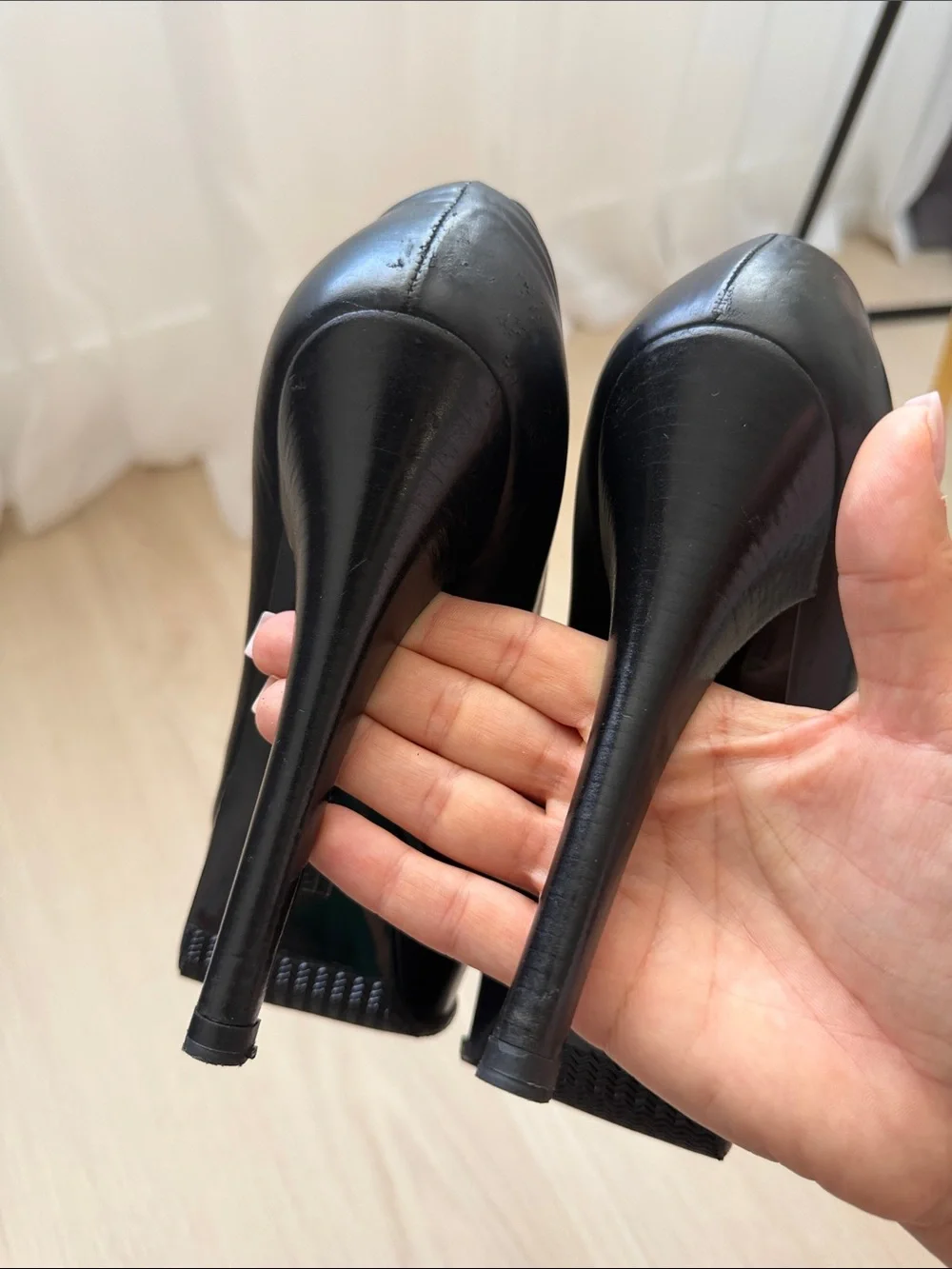 Fendi Black Leather High Platform Ankle Pumps